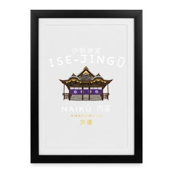 Japan, Ise-Jingu Shrine, Amaterasu, hand drawing - Framed poster (27 × 37 cm) - black - Front