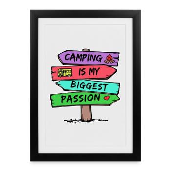 Déclaration de camping Camping-car Coeur Camper Relax - Affiche encadrée (27 × 37 cm) - noir - Devant