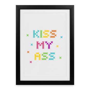Rainbow Cross Stitch Word Art Design - Framed poster (27 × 37 cm) - black - Front