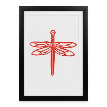 Red Sword and Dragonfly Wings - Framed poster (27 × 37 cm) - black - Front