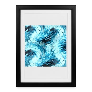 Maritime Water Marble Design - Framed poster (27 × 37 cm) - black - Front