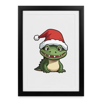 Crocodile Noël - Affiche encadrée (27 × 37 cm) - noir - Devant