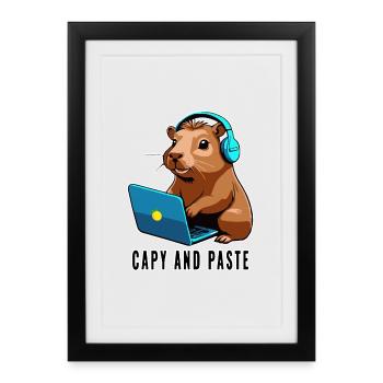Capybara with Joke Capy and Paste - Framed poster (27 × 37 cm) - black - Front