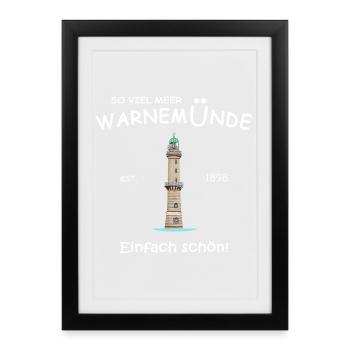 Rostock Warnemünde Tout simplement magnifique, dessin à la main - Affiche encadrée (27 × 37 cm) - noir - Devant