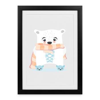 ANIMAUX D’HIVER OURS POLAIRES - Affiche encadrée (27 × 37 cm) - noir - Devant