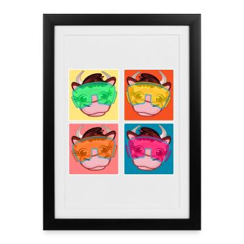 FAMILLES SKIEUSES - WITERFERIEN SKI COWS - Affiche encadrée (27 × 37 cm) - noir - Devant