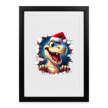 Percée de Noël chez les Dinos - Affiche encadrée (27 × 37 cm) - noir - Devant