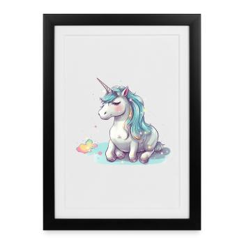 Reclining Unicorn - Framed poster (27 × 37 cm) - black - Front