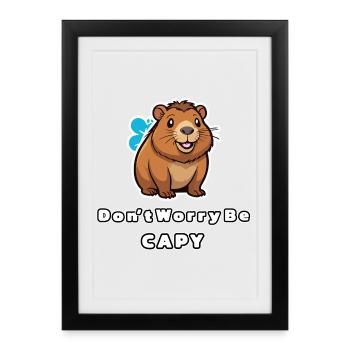 Capybara Ne t’inquiète pas sois capy - Affiche encadrée (27 × 37 cm) - noir - Devant