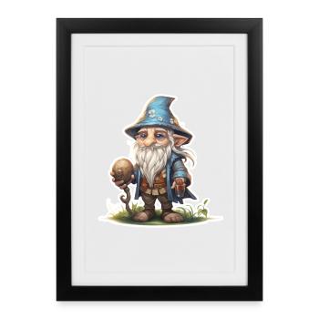 Petit Mage Nain Télé-shirt de RPG fantastique - Affiche encadrée (27 × 37 cm) - noir - Devant