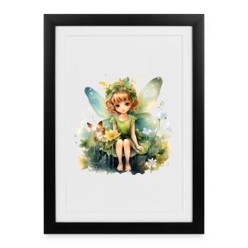 Little Fairy in Nature - Framed poster (27 × 37 cm) - black - Front