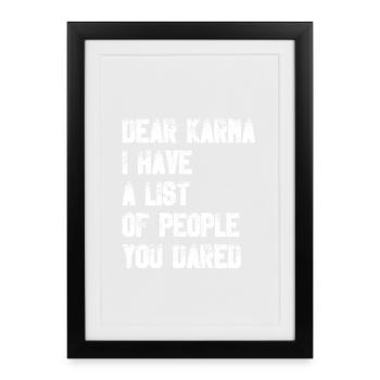 Cher Karma, - Affiche encadrée (27 × 37 cm) - noir - Devant