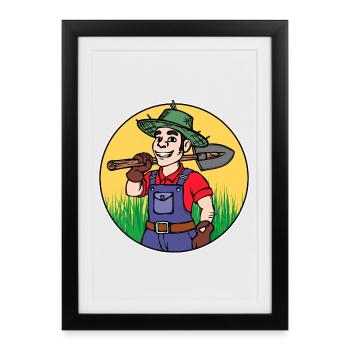 Agriculteur Emploi Travail Employé Carrière Travailleur - Affiche encadrée (27 × 37 cm) - noir - Devant