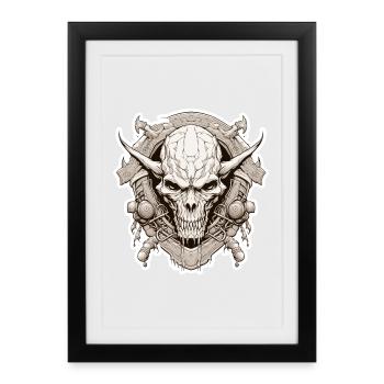 T-shirt RPG Dark Fantasy Crest Demon Skull - Affiche encadrée (27 × 37 cm) - noir - Devant