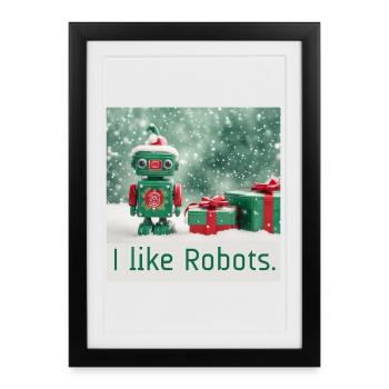 Like Robots Christmas Toy Retro Gifts Cute - Framed poster (27 × 37 cm) - black - Front
