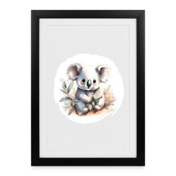 Aquarelle de Koala - Affiche encadrée (27 × 37 cm) - noir - Devant