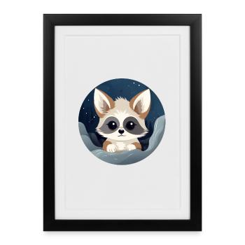 Nachtlicher Weltraum Fuchs - Gerahmtes Poster (27 × 37 cm) - Schwarz - Vorne