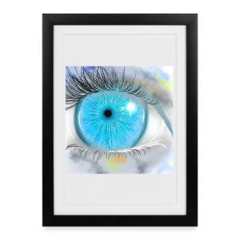Faszinierende blaue Augenillustration - Gerahmtes Poster (27 × 37 cm) - Schwarz - Vorne