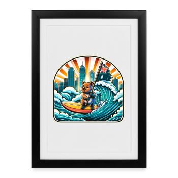 Quokka Australian Surfing Design - Framed poster (27 × 37 cm) - black - Front