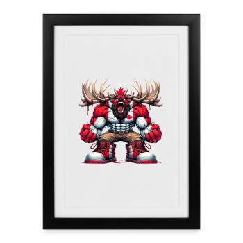 Canada elk with national flag - Framed poster (27 × 37 cm) - black - Front