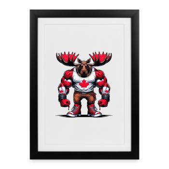 Canada elk with national flag - Framed poster (27 × 37 cm) - black - Front