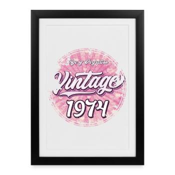 Vintage 1974 Pink Retro Design - Framed poster (27 × 37 cm) - black - Front