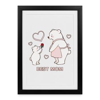 Bären Herzen Beste Mutter Muttertag - Gerahmtes Poster (27 × 37 cm) - Schwarz - Vorne