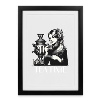Samovar Tea Time Wife Gift - Framed poster (27 × 37 cm) - black - Front