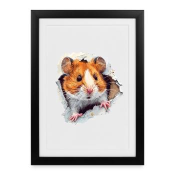 Hamster Hamster Head Golden Hamster Dwarf Hamster - Framed poster (27 × 37 cm) - black - Front