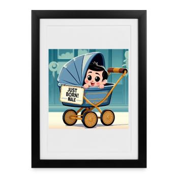 Just Born Boy - Affiche encadrée (27 × 37 cm) - noir - Devant