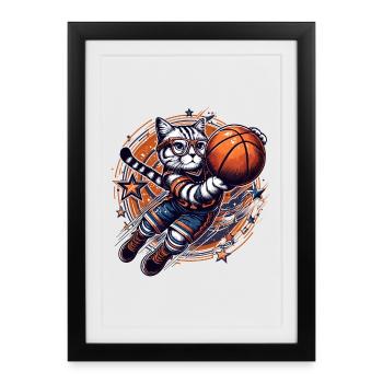 Basketball Cat Dunking Goggles Gift - Framed poster (27 × 37 cm) - black - Front