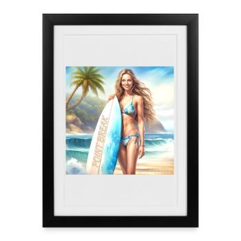 Fille Action Surf 2 - Affiche encadrée (27 × 37 cm) - noir - Devant