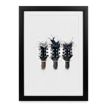 T-Shirt Trio de Têtes de Guitare et Éclaboussures - Affiche encadrée (27 × 37 cm) - noir - Devant
