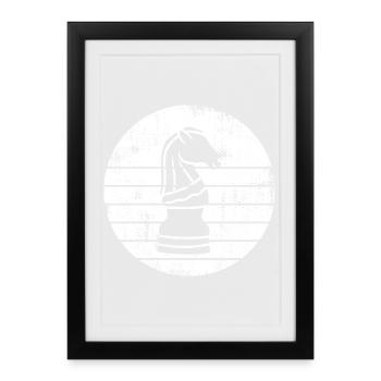 Chess Knight Sketch - Framed poster (27 × 37 cm) - black - Front