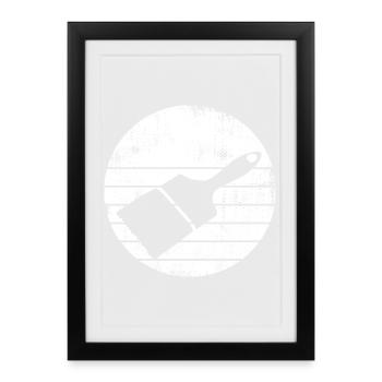 Dessin au pinceau de peintre - Affiche encadrée (27 × 37 cm) - noir - Devant