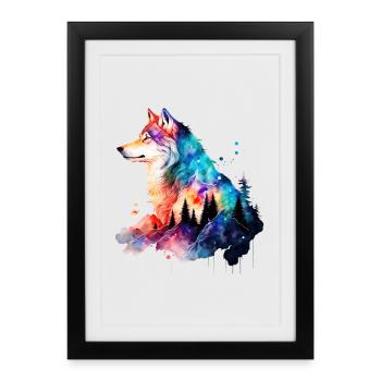 Loup - Affiche encadrée (27 × 37 cm) - noir - Devant