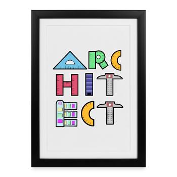 Career: Architect, Profession, Job, Work, Supervisor - Framed poster (27 × 37 cm) - black - Front