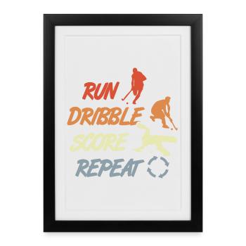 Citation de motivation pour le hockey sur gazon - Affiche encadrée (27 × 37 cm) - noir - Devant