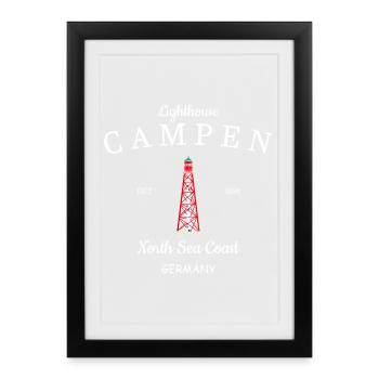 Lighthouse Camping North Sea Germany - Framed poster (27 × 37 cm) - black - Front