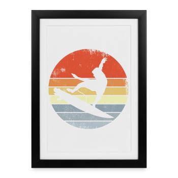 Surf Vintage Look - Affiche encadrée (27 × 37 cm) - noir - Devant