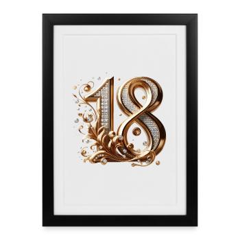 18 ans or diamants 18e anniversaire cadeau - Affiche encadrée (27 × 37 cm) - noir - Devant