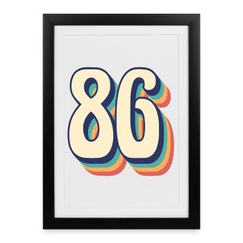 Vintage Retro T-Shirt Number 86 Eighty Six - Framed poster (27 × 37 cm) - black - Front