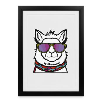 Cooles Lama - Gerahmtes Poster (27 × 37 cm) - Schwarz - Vorne
