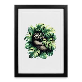 Monstera deliciosa sloth gift - Framed poster (27 × 37 cm) - black - Front