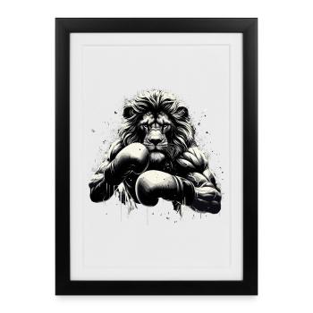 Lion Boxer Fighter Boxing Gift - Framed poster (27 × 37 cm) - black - Front
