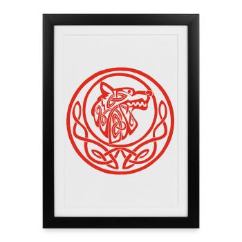 Red Wolf Lunar Symbol - Framed poster (27 × 37 cm) - black - Front