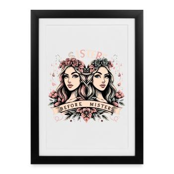 Sœurs avant le cadeau des copines de Monsieur - Affiche encadrée (27 × 37 cm) - noir - Devant