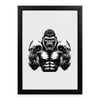 Gorilla Boxer Fighter Boxing Gift - Framed poster (27 × 37 cm) - black - Front