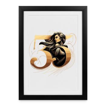 35 ans d’or femme 35e cadeau d’anniversaire - Affiche encadrée (27 × 37 cm) - noir - Devant