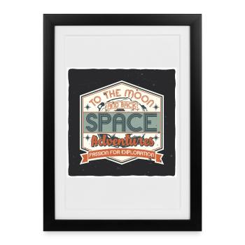 Space Adventure Inspiration Sign - Framed poster (27 × 37 cm) - black - Front